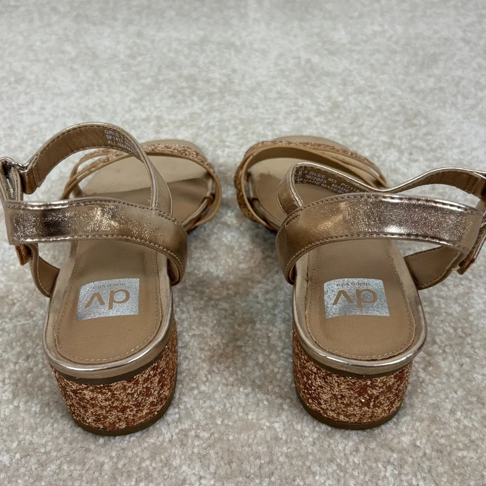 DV‎ Dolce Vita Glee Rose Gold Glitter Block Heel Sandals Girls Size 3 SF1417